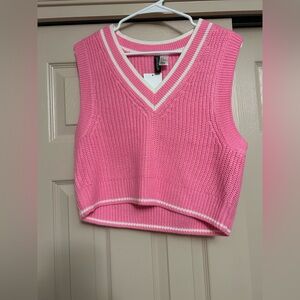 H&M Pink V-Neck Knit Tank Top